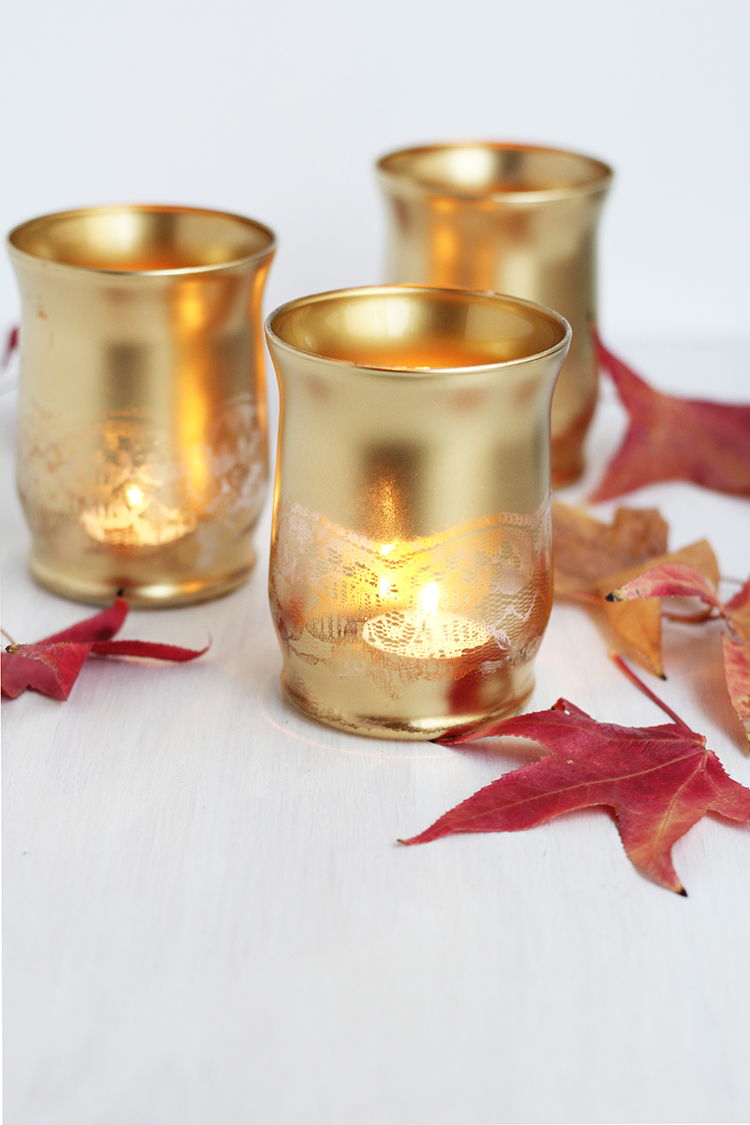 Gold Lace Candle Holder