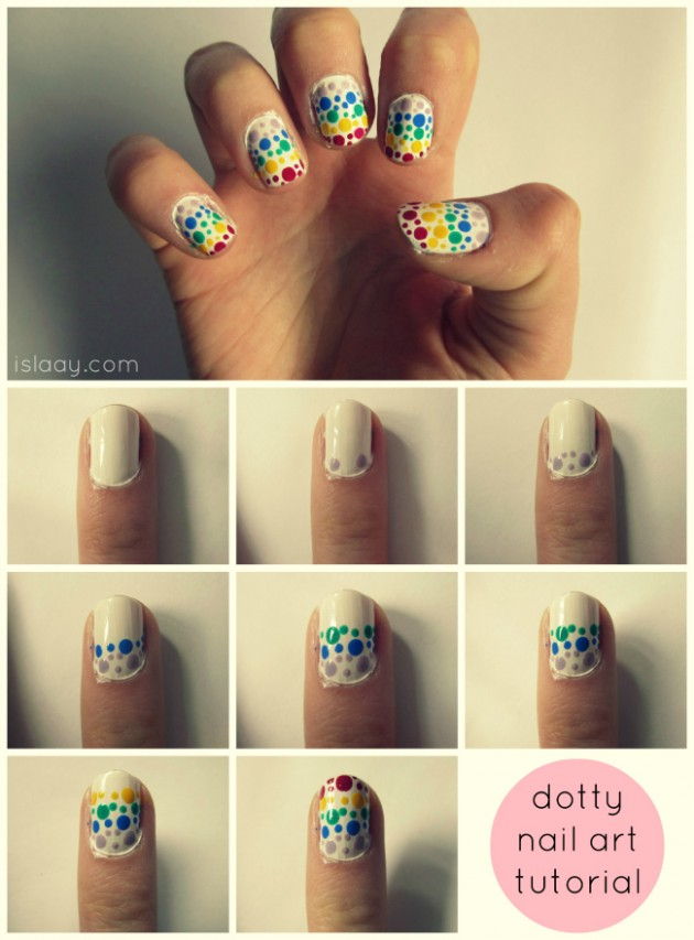 Rainbow Dotty Nails