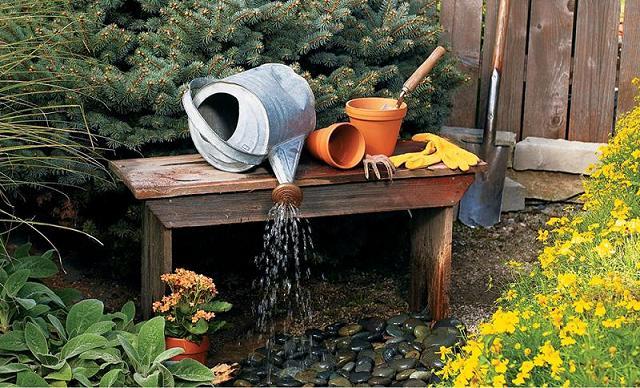 Tipped Over Watering Can Water Feature