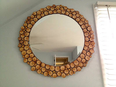 Circular Mirror with Wood Slices