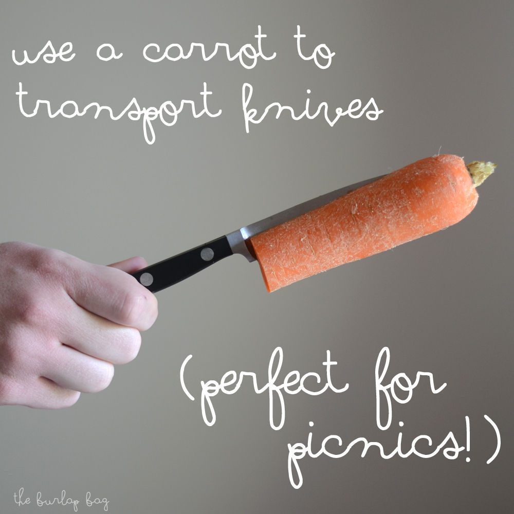 Use a carrot to transport knives