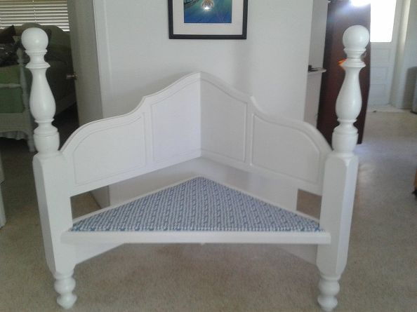 Corner Bench Made from a Headboard