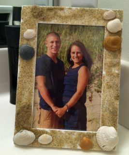 Beach sand and seashell picture frame