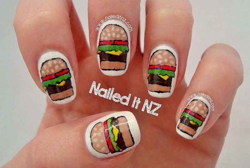 Burger Nail Art