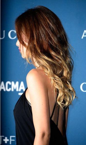 Long Curly Wavy Ombre Hairstyle with Long Side Bangs