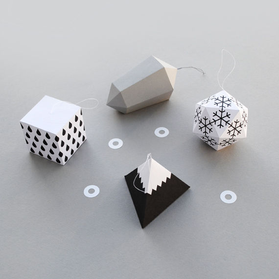 Geometric Black and White Paper Ornaments