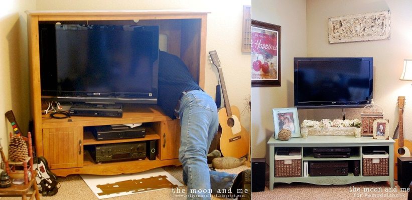 Entertainment Center to TV Console Makeover