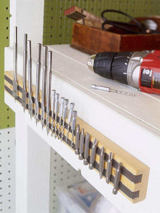 Attaching a magnetic tool holder along the side of the bench
