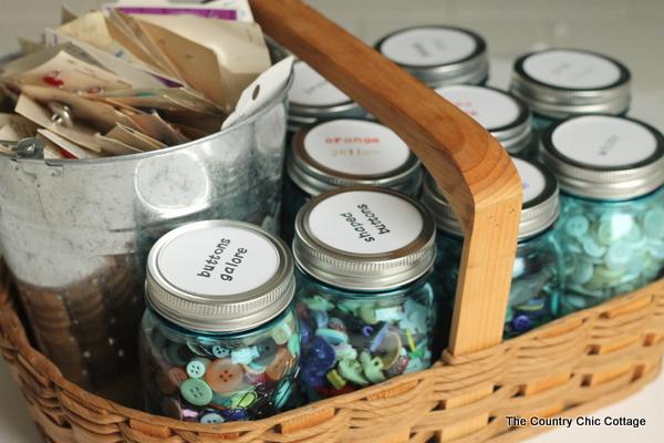 Organizing Buttons with Mason Jars