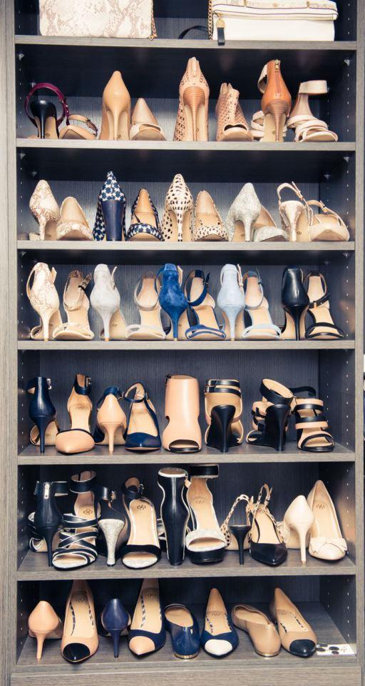 Alternate the direction of each shoe within a pair to increase the number you can fit on a shelf