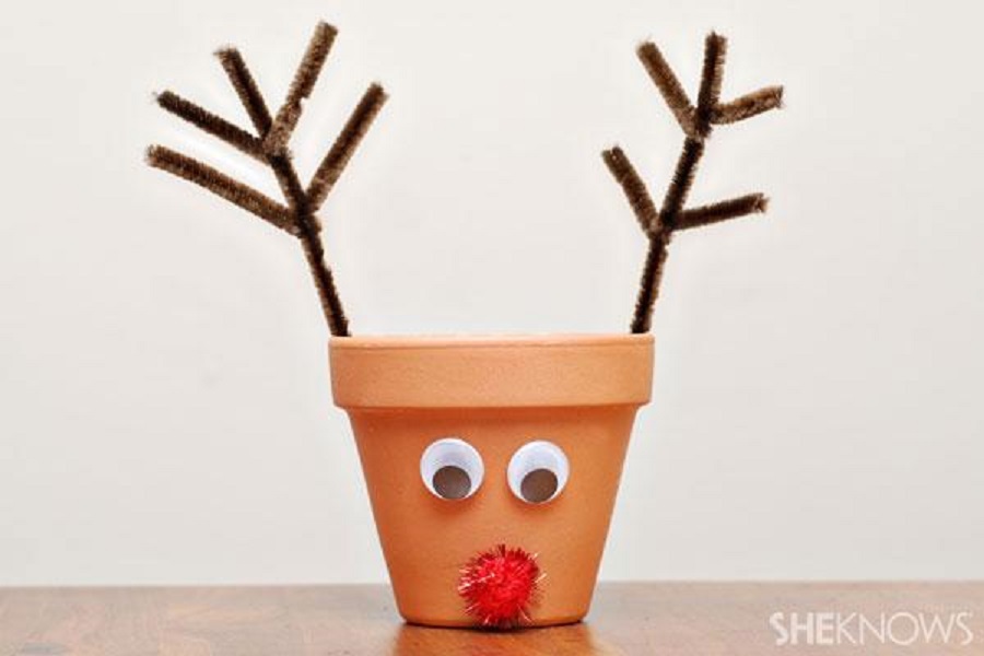 Christmas reindeer pot
