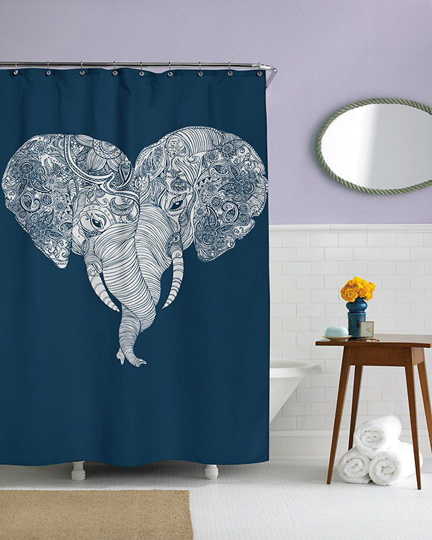 Elephant, Heart, Shower Curtain
