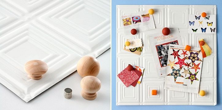 Make an Inspiration Board with Tin Tiles, Drawer Pulls and Magnets