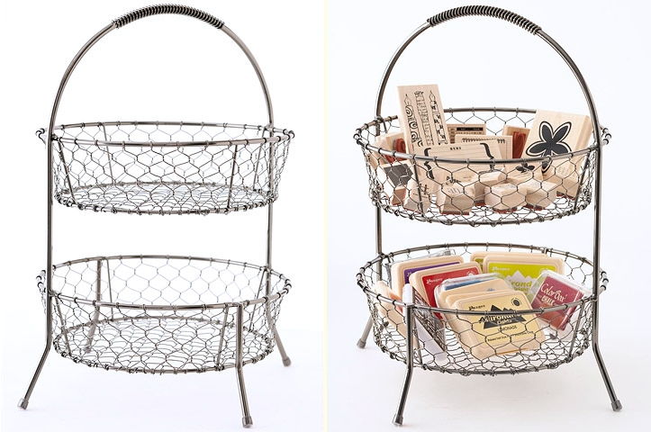 Use Tiered Wire Basket as Stamp Storage