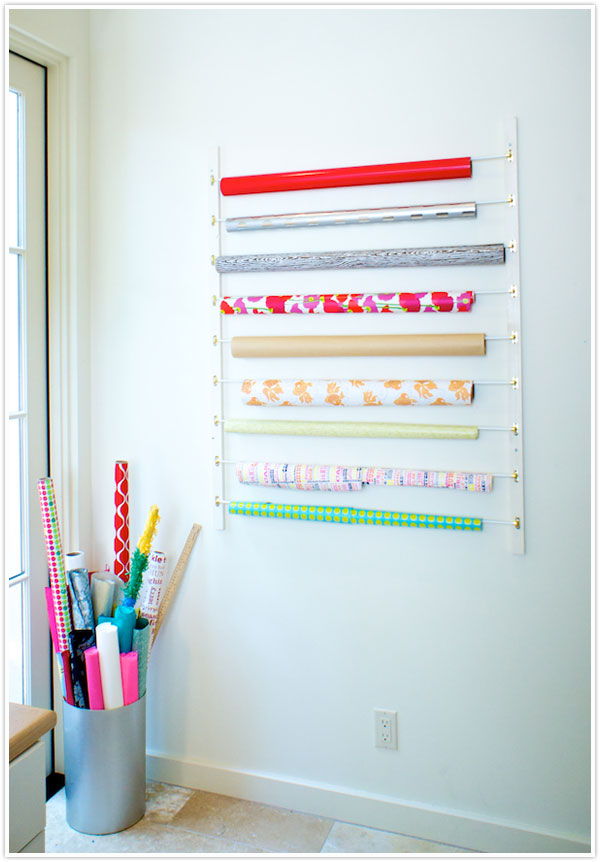 Wall-Mounted Wrapping Paper Organizer