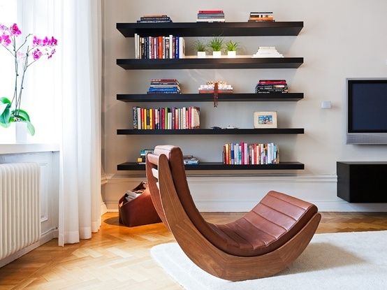Dark Shelves with Natural Woods