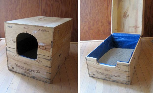 Upcycled Wine Case Litter Box