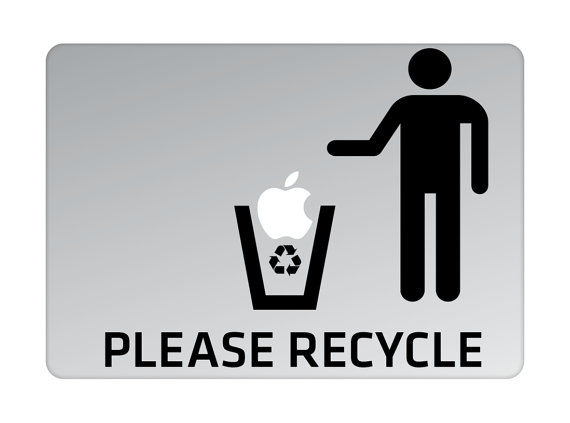 Please Recycle Fun Apple Logo Decal