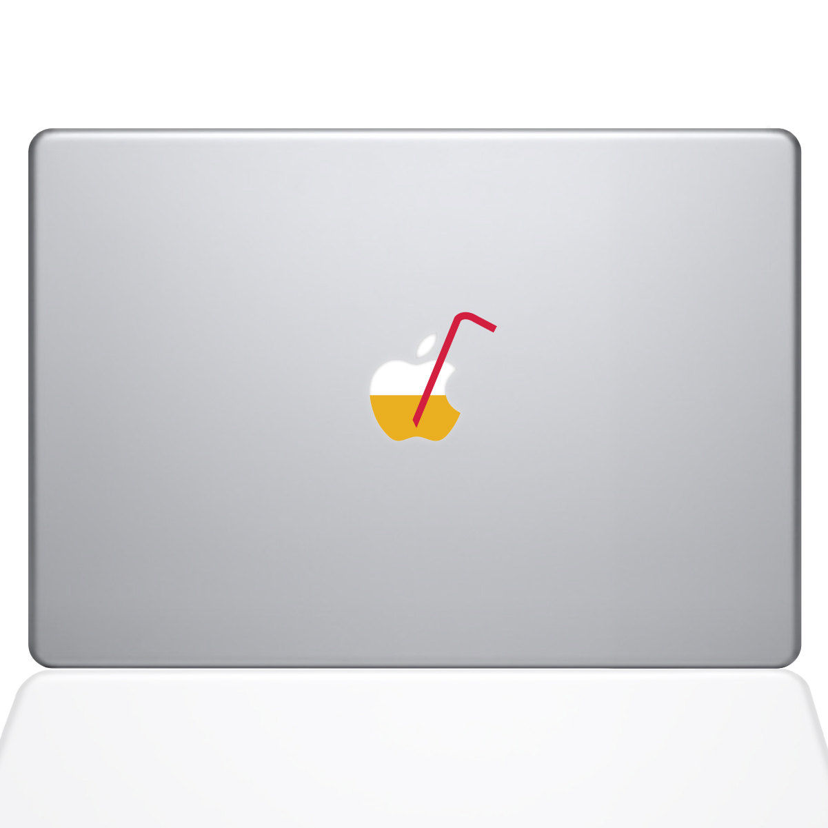 Apple Juice with Straw Macbook Decal