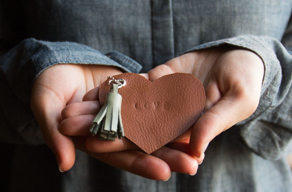 Leather Heart Keychains