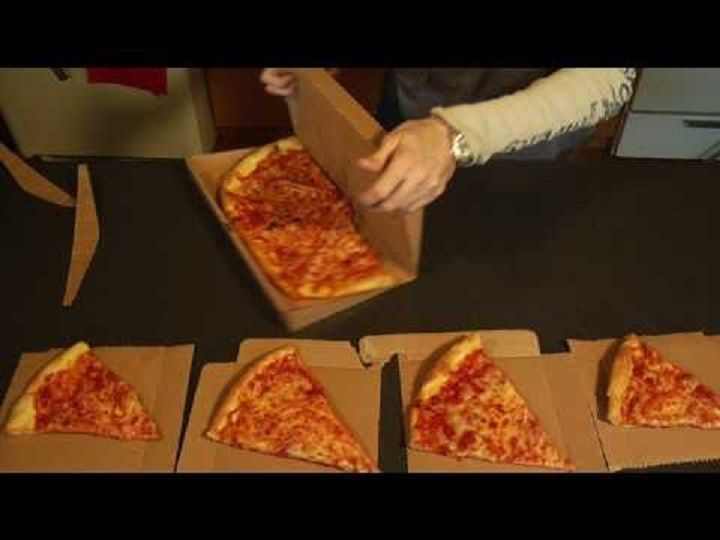 Pizza Box Turns into Plates and Storage Unit