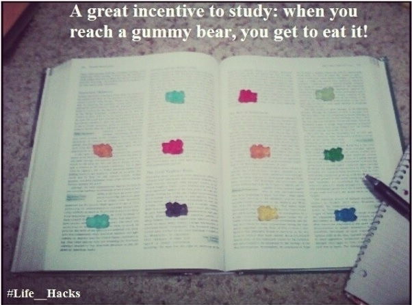 Use the snack incentive while studying