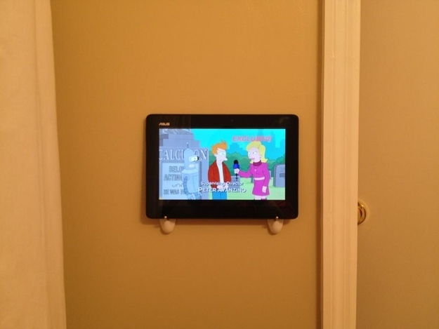 Use 3M hooks to mount a tablet wherever you want