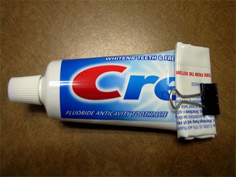 Keep the toothpaste tube squeezed
