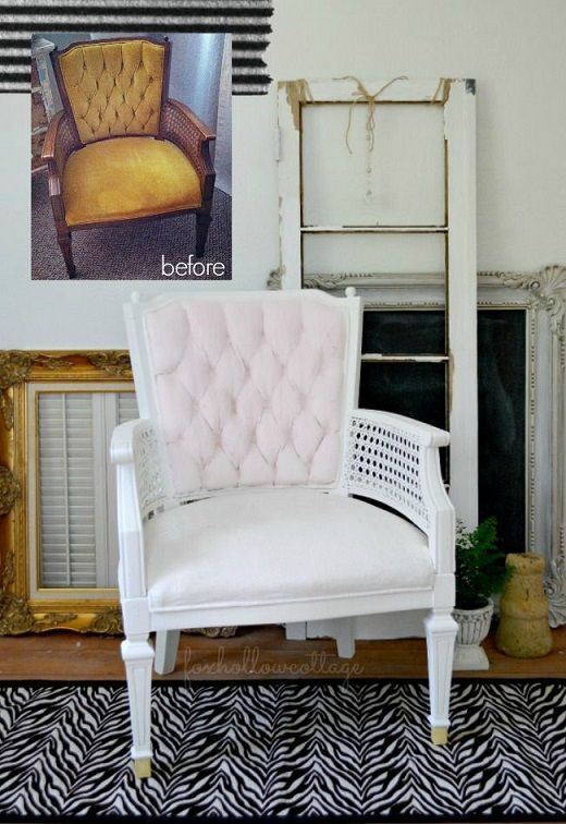 Velvet Upholstery Painted Chair Makeover