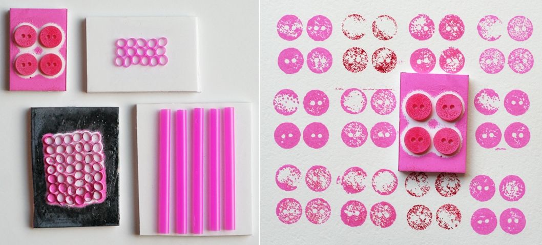 Button and Straw Stamps