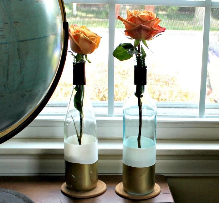 Paint Dipped Wine Bottle Vases
