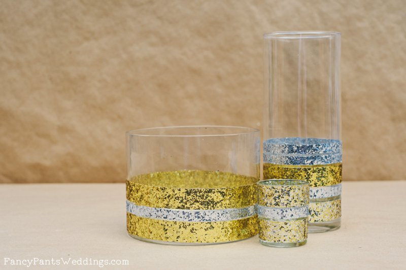 Glitter Tape Decorated Glass Vases and Votive