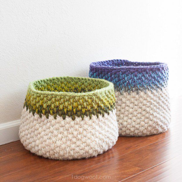 Color Block Crochet Basket