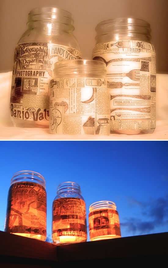 Decoupaged Mason Jar Lights
