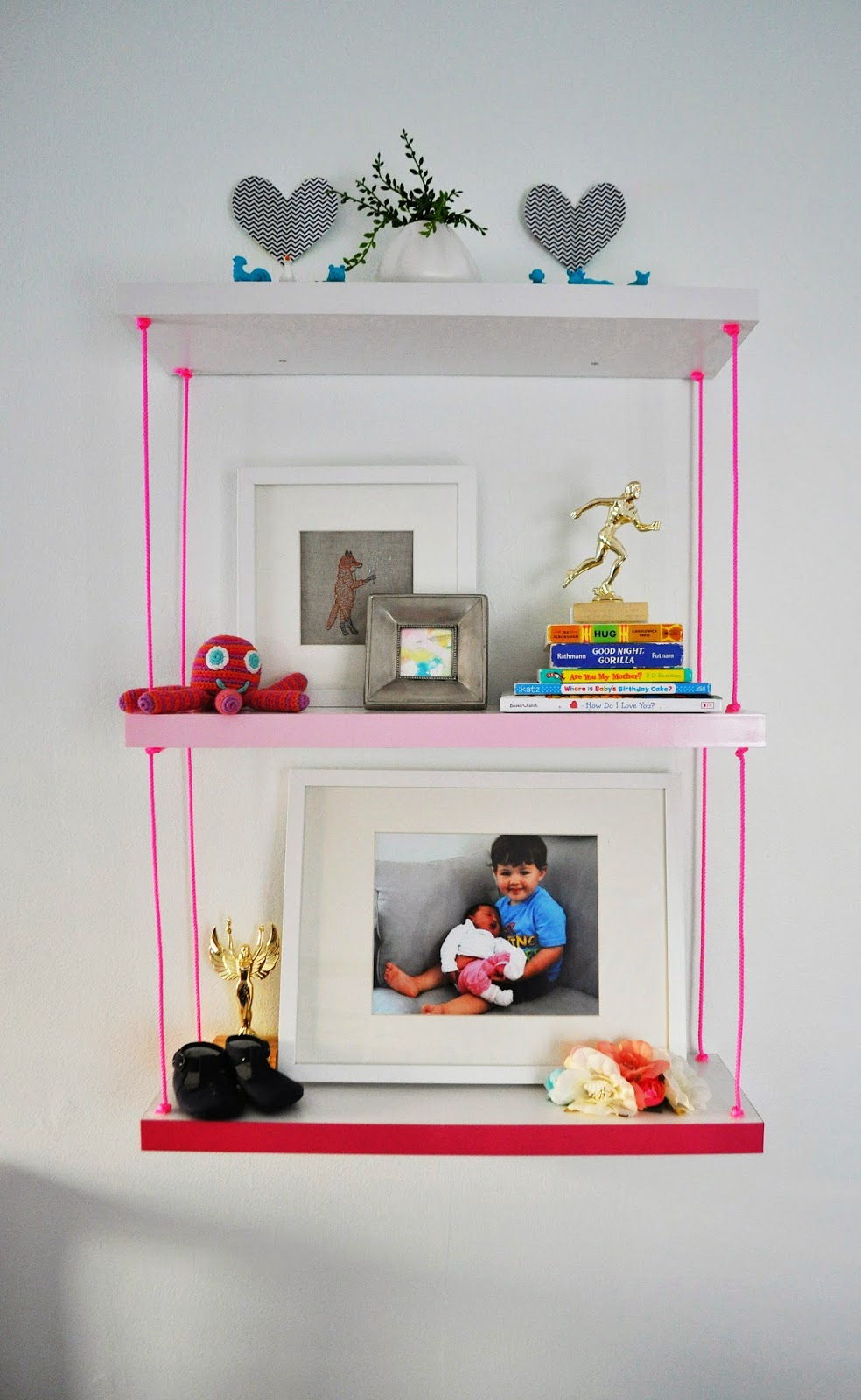 Faux Hanging Pink Ombre Shelves
