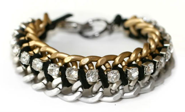 Chain and Rhinestone Bracelet