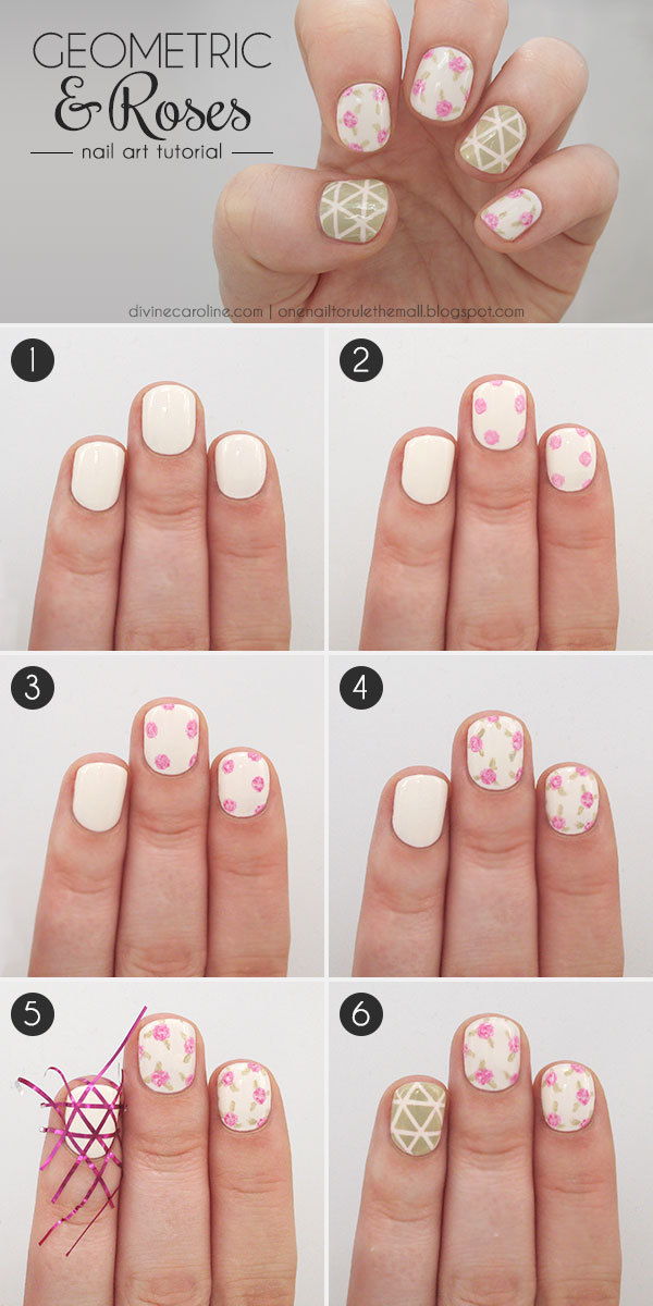 Geometric Roses Nail