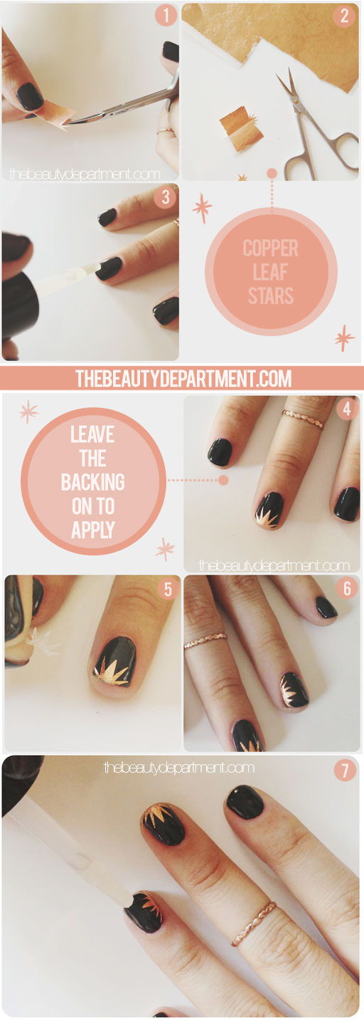 Copper Leaf Starbust Nail
