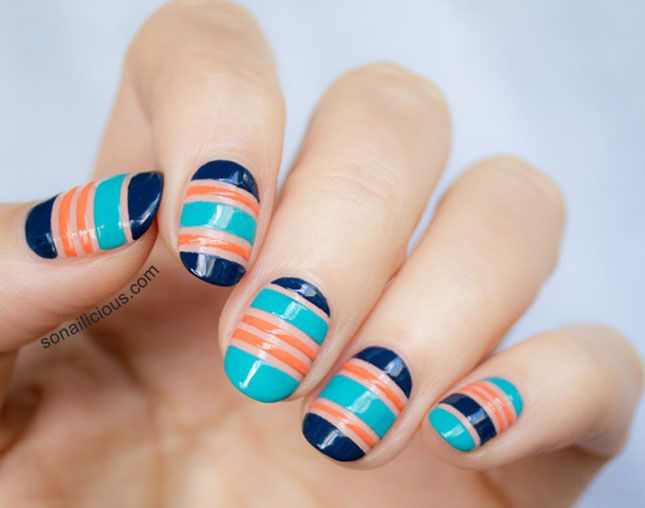 Negative Space Nautical Nails