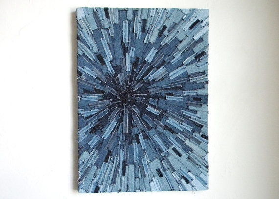 Denim Sunburst Textile Art