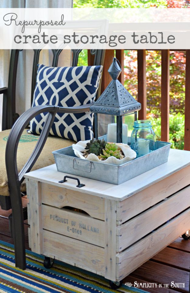 Repurposed Crate Storage Table
