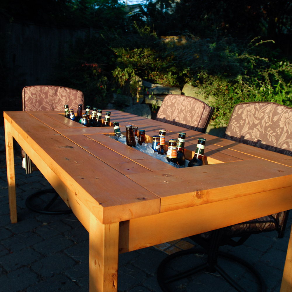 Patio Table with Built-in Beer/Wine Coolers