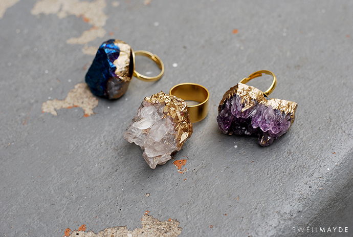 Gold Gilded Geode Ring