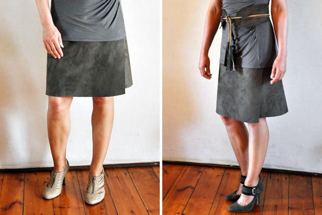 No-Sew Faux Leather Wrap Skirt