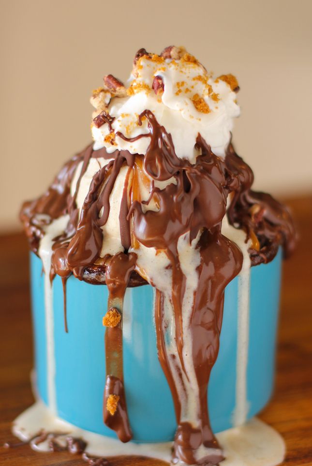 The Ultimate Gooey Caramel Brownie Mug Cake Sundae