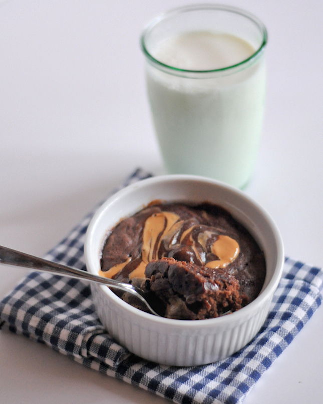 Microwave Peanut Butter Swirl Brownie