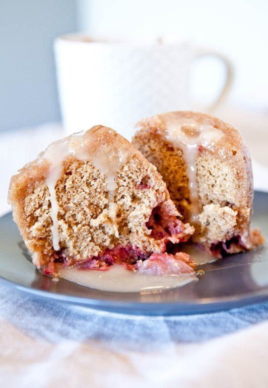 Strawberry Vanilla Mug Cake with Vanilla Glaze