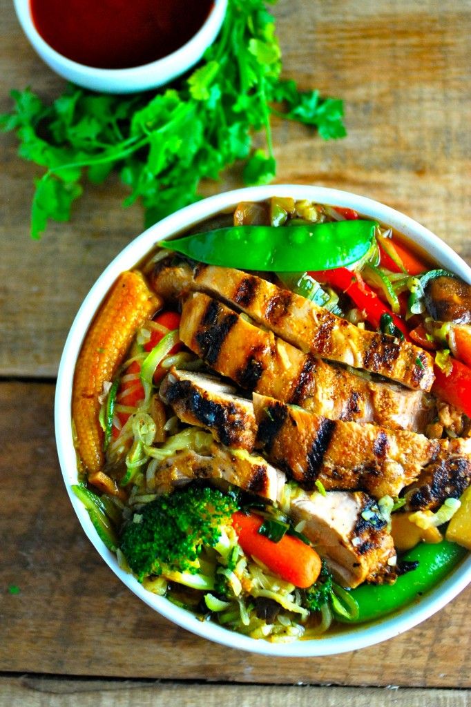Smoky Grilled Chicken with Zucchini Ramen Noodles