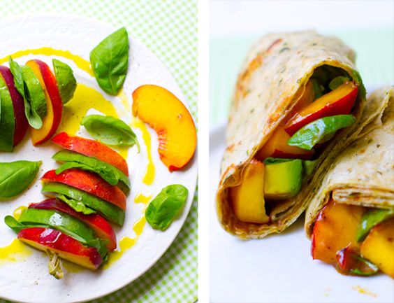 Peach Basil Avocado Balsamic Wrap