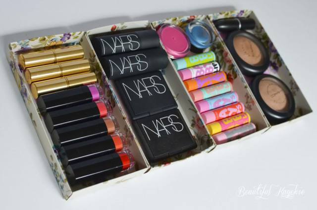 Repurposed Box Makeup Storage